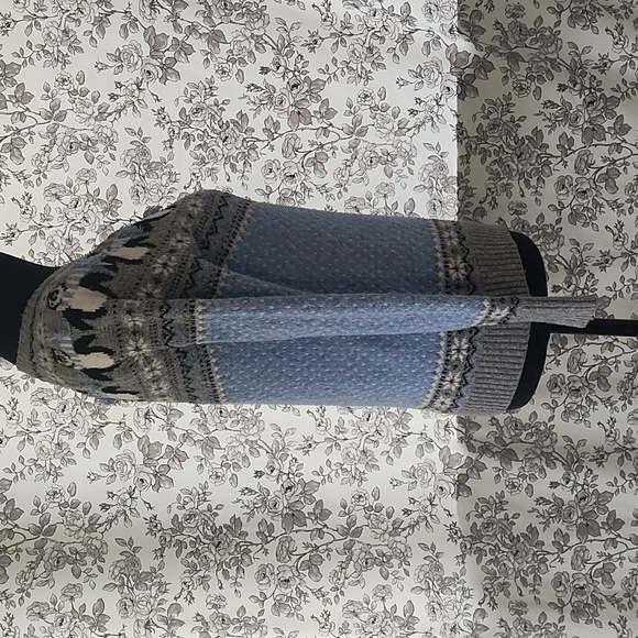 Holiday winter penguin sweater metallic blue knitted size small - Picture 5 of 10